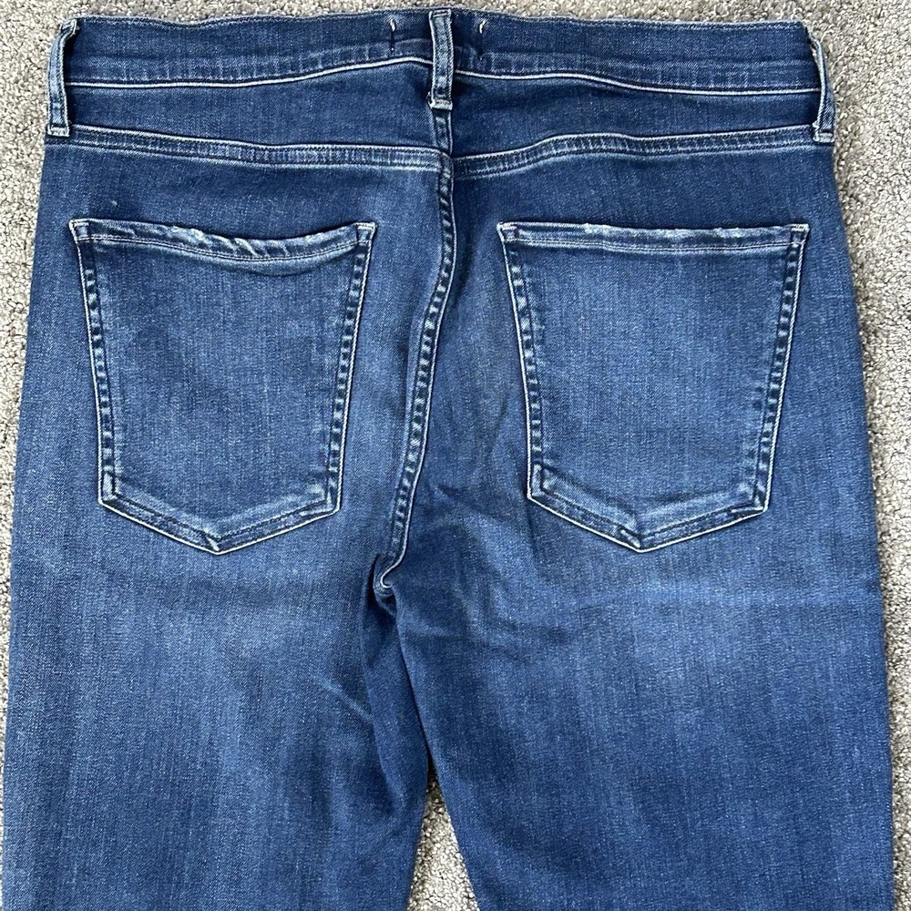 Agolde Sophie Crop Jeans Size 31 Dark Wash Frayed Hem Skinny Leg Mid-Rise Blue - Picture 6 of 12